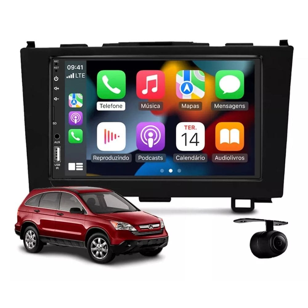 Kit Multimídia CRV 2007 / 2011 CarPlay AndroidAuto 7 Pol USB BT FM - 708BR Roadstar