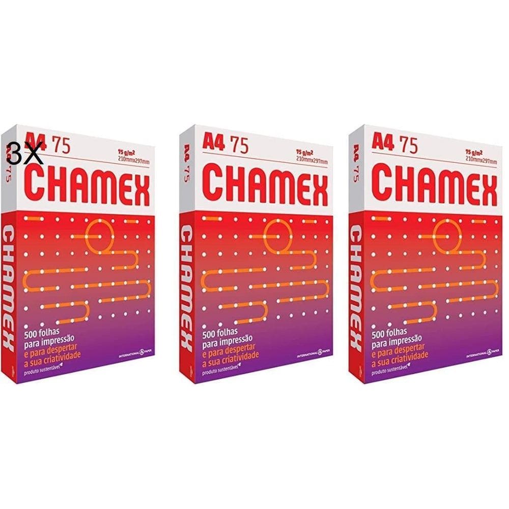 Kit 3 Papel Sulfite A4 500 Folhas Gramatura 75G/M Chamex