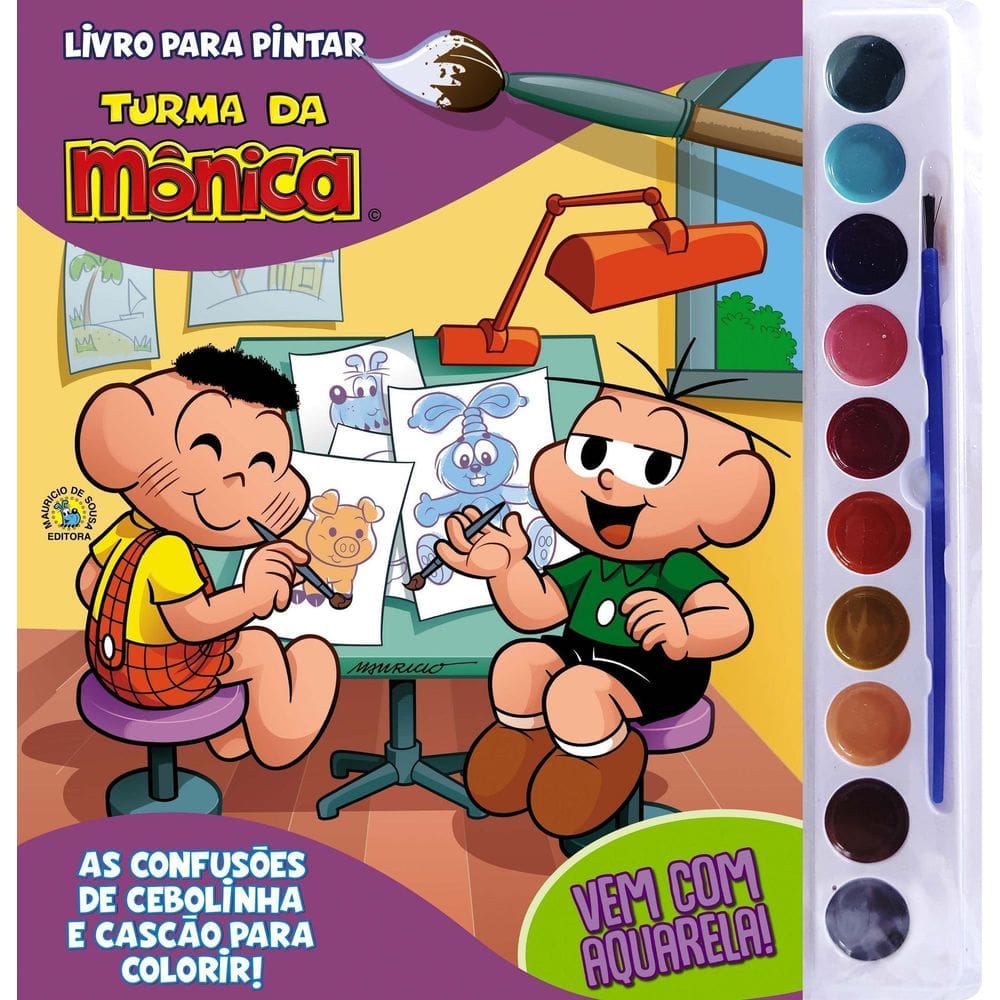 Turma Da Mônica Livro Para Pintar Com Aquarela - Cebolinha e Cascão