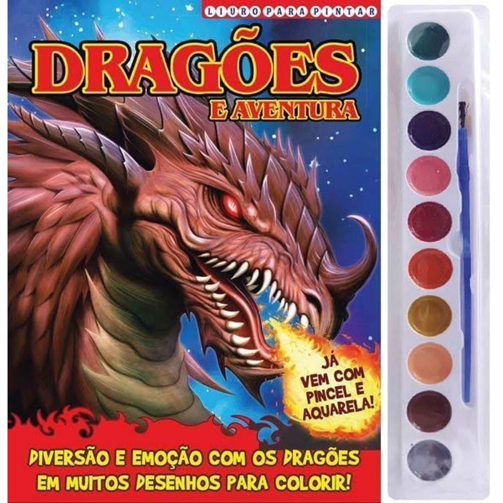 Dragões - Livro Para Pintar - Aquarela 10 Cores