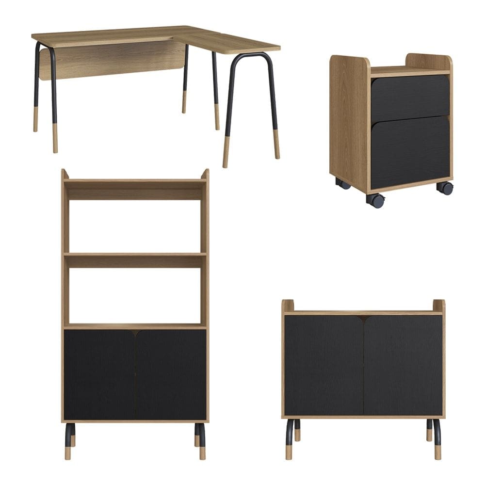 Conjunto Escritorio Office 4 Peças 28001X96X97X98 Hanover Nero Artesano