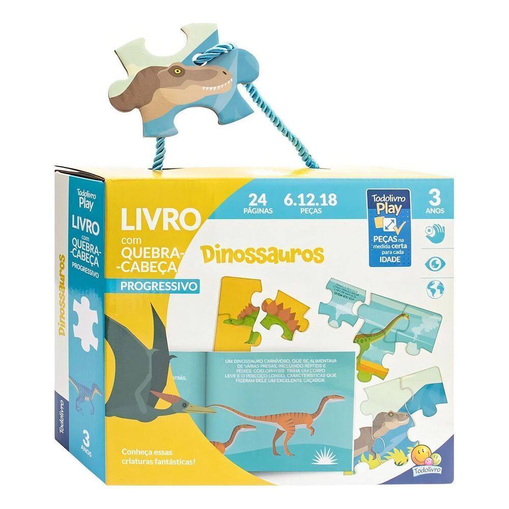 Todolivro Play - Livro Com Quebra-Cabeça Progressivo - Dinossauros - 3 Anos
