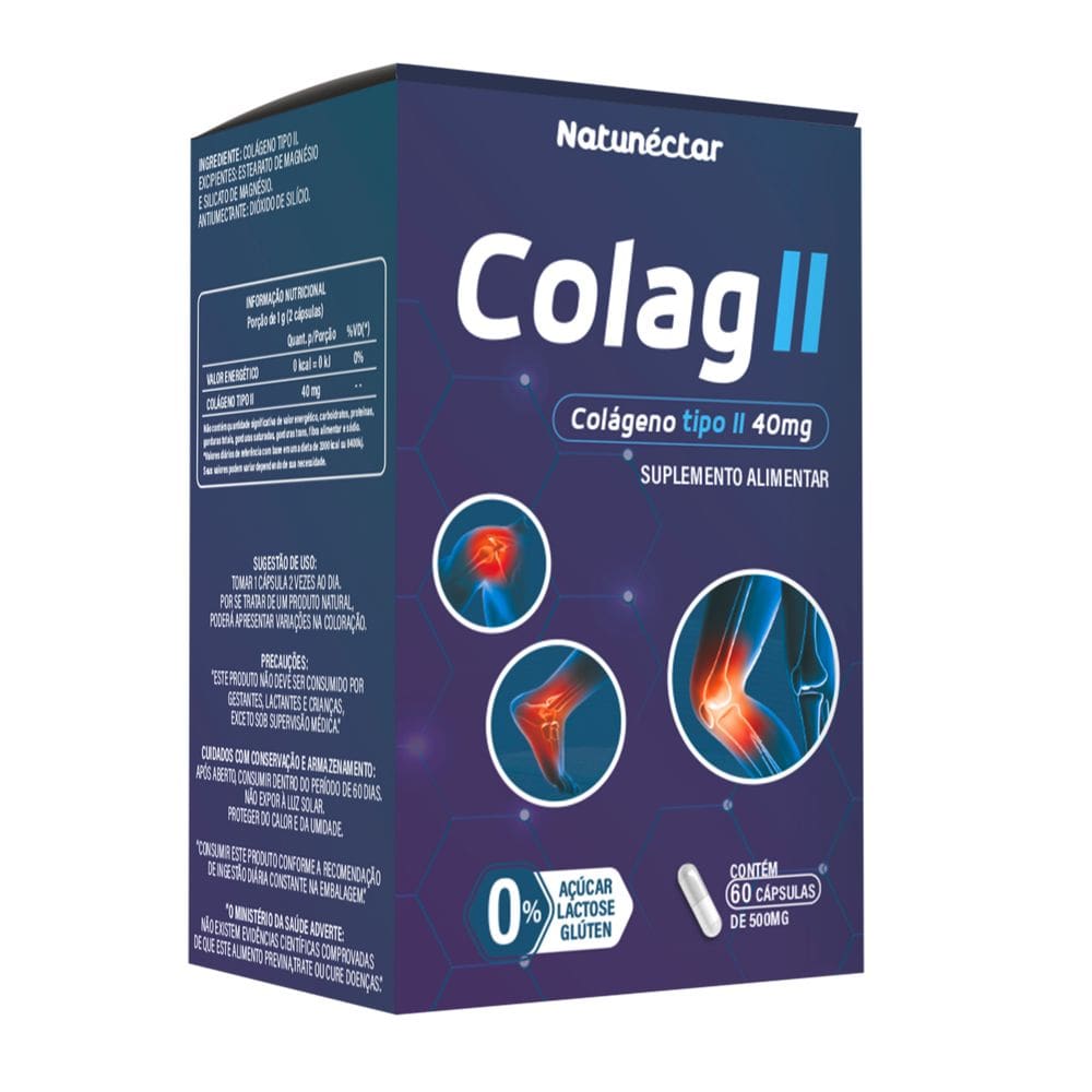 Colágeno Tipo II 500mg Natunéctar - 60 Cápsulas