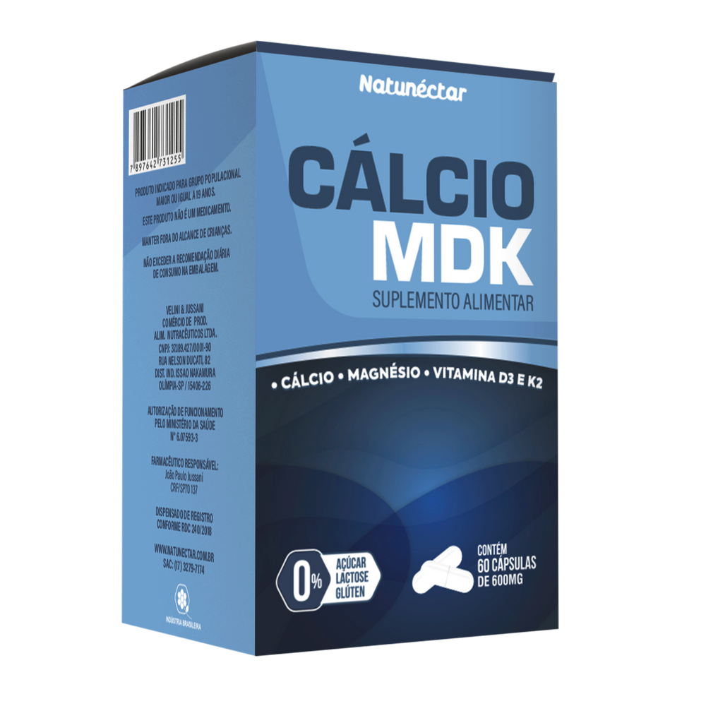 Cálcio MDK Natunéctar 600mg - 60 capsulas
