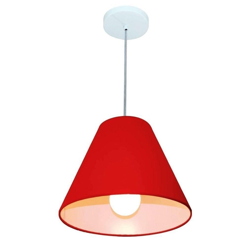 Lustre Pendente Cone Vivare Md-4028 Cúpula Em Tecido 25-30x12cm Bivolt Bordo 110V 220V