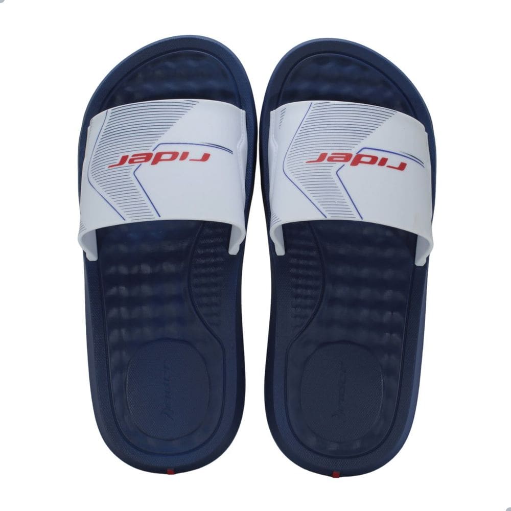 Chinelo Masculino Slide Rider Step Azul Branco e Vermelho