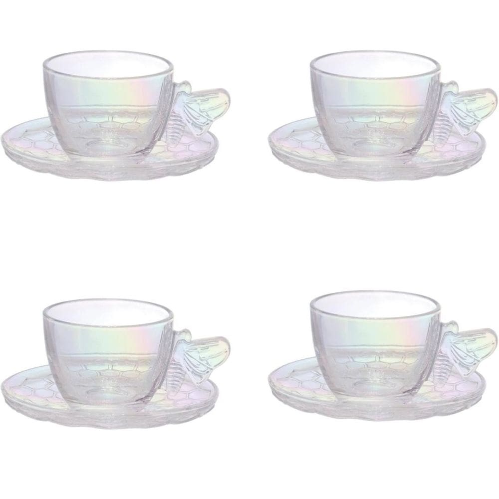Conjunto 4 Xícaras de Chá com Pires Bee Rainbow 200ml Furta Cor JGCH077RB - Hauskraft