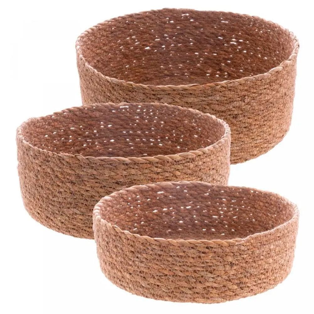 Conjunto 3 Cestos Redondos Retos de Fibra Natural 29480 - Wollf