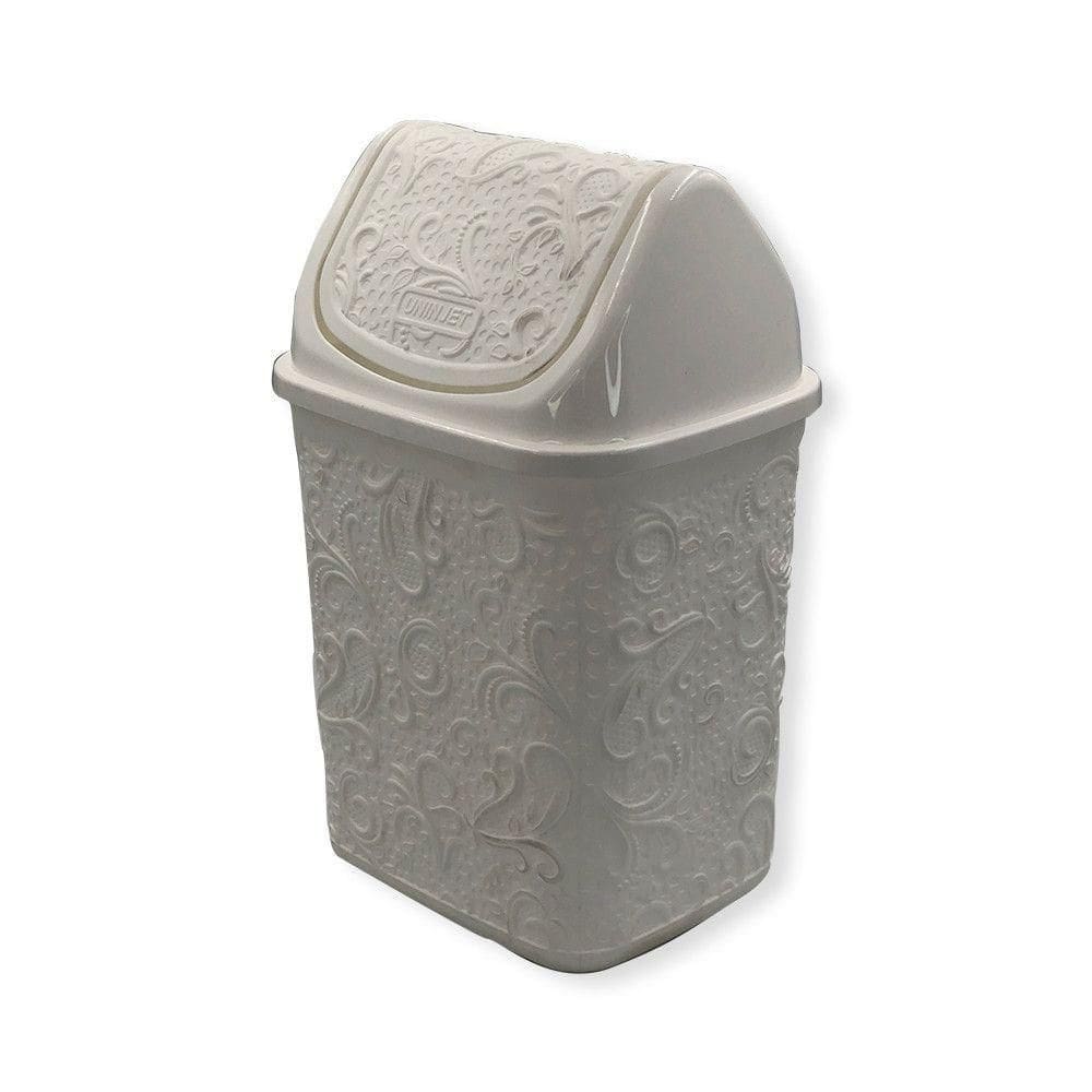 Lixinho De Banheiro Pia Basculante Renda 4,5 Litros Lixeira Trabalhada