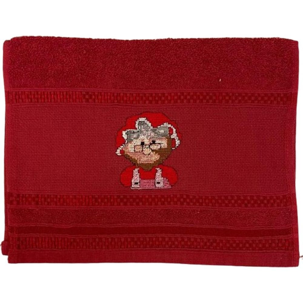 Toalha Lavabo Bordada Natal da Vovó Alice 30x45cm