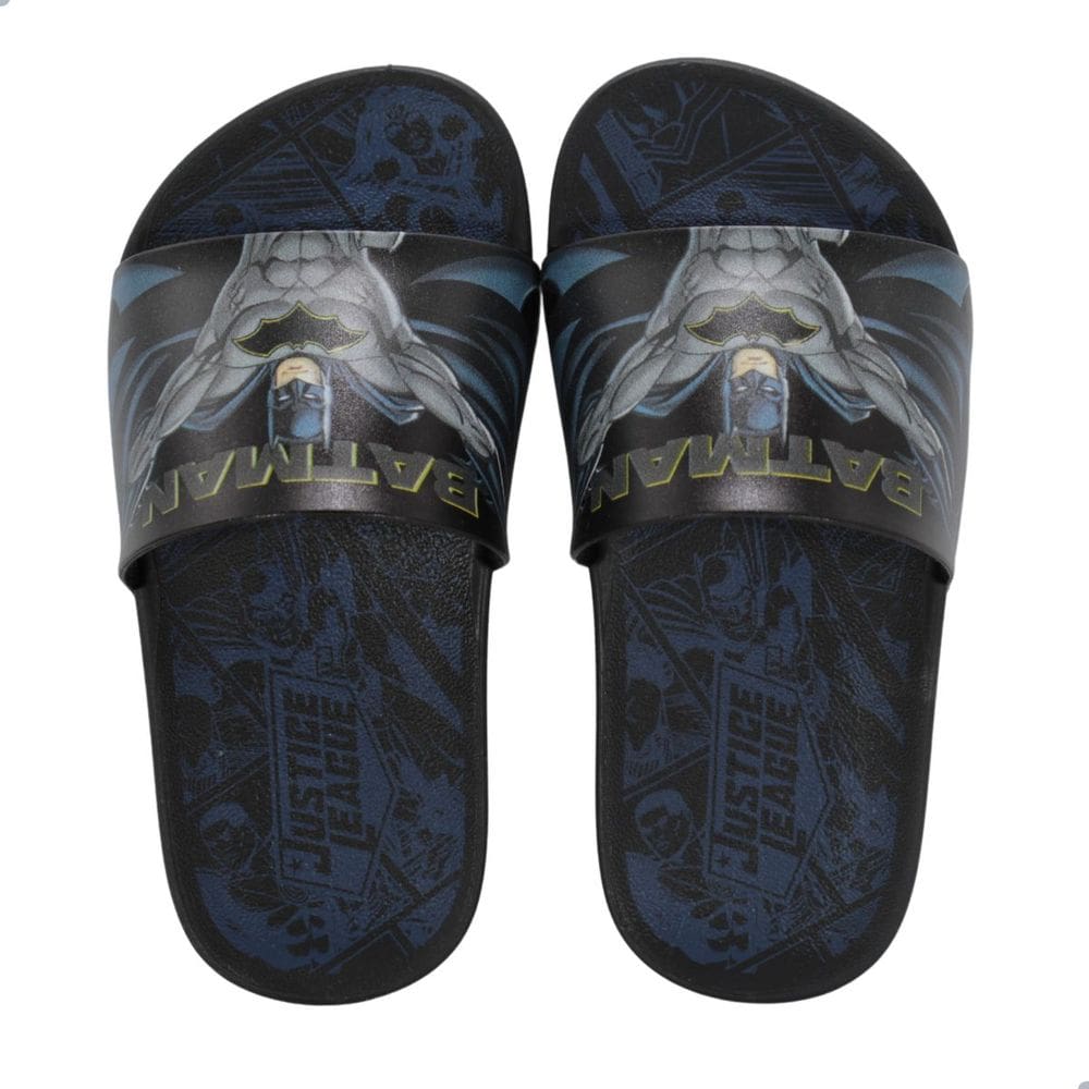 Chinelo Slide Infantil Grendene Kids Liga Da Justica Preto