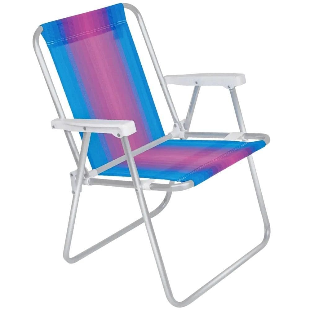 Cadeira de Praia Alta em Alúminio Degrade Azul e Lilas 2243 MOR