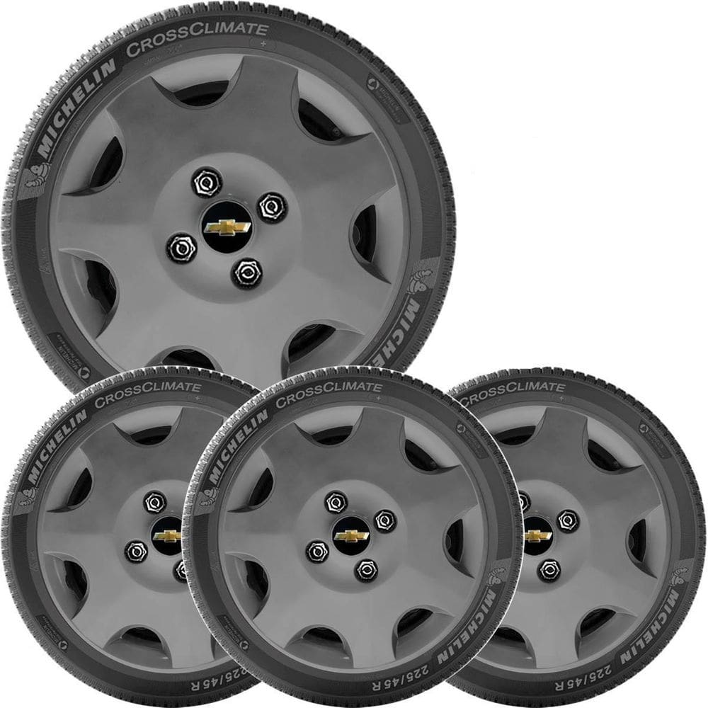 4X Calota Gm Corsa Celta Classic Aro 13 Grafite Emblem 118Cb