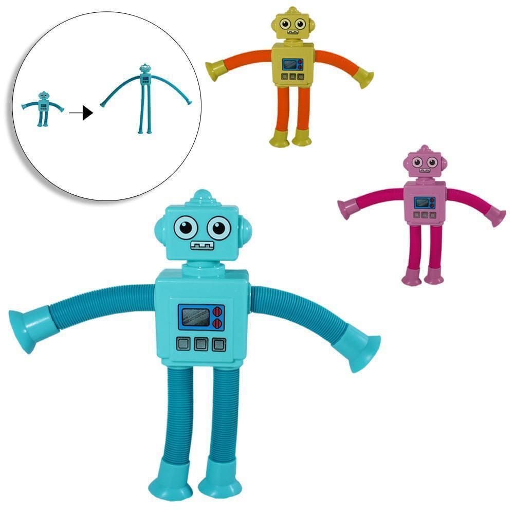 Boneco Robo Bracos / Pernas Estica Volta Mola Ventosa Alonga