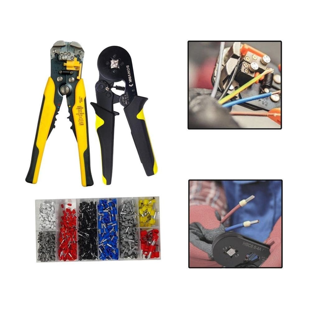 Kit Alicate Desencapador Crimpador Com 1250 Terminais