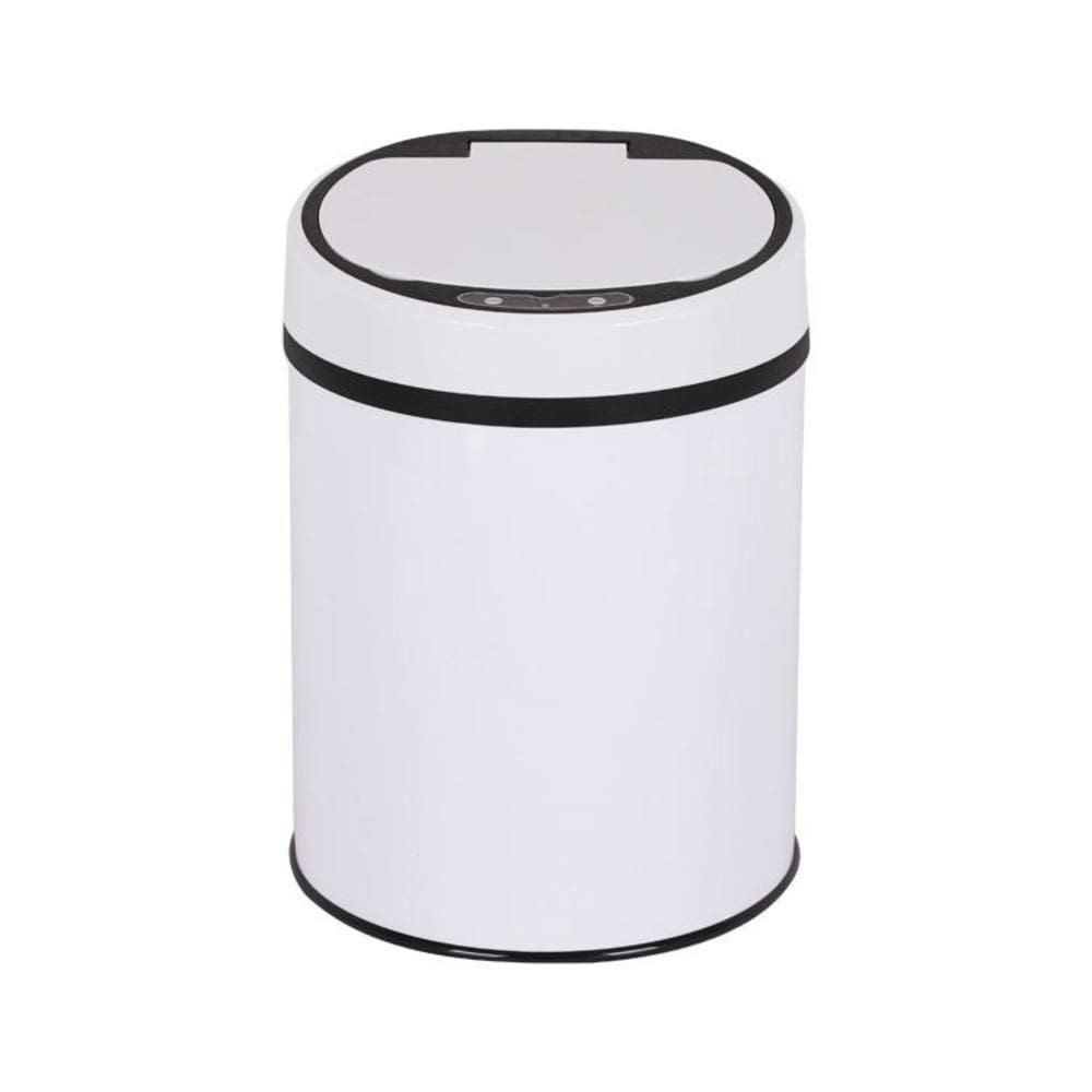 Lixeira Automatica Branca Grande 12 Litros Sensor Inteligente Cozinha Banheiro Inox Cesto Lixo