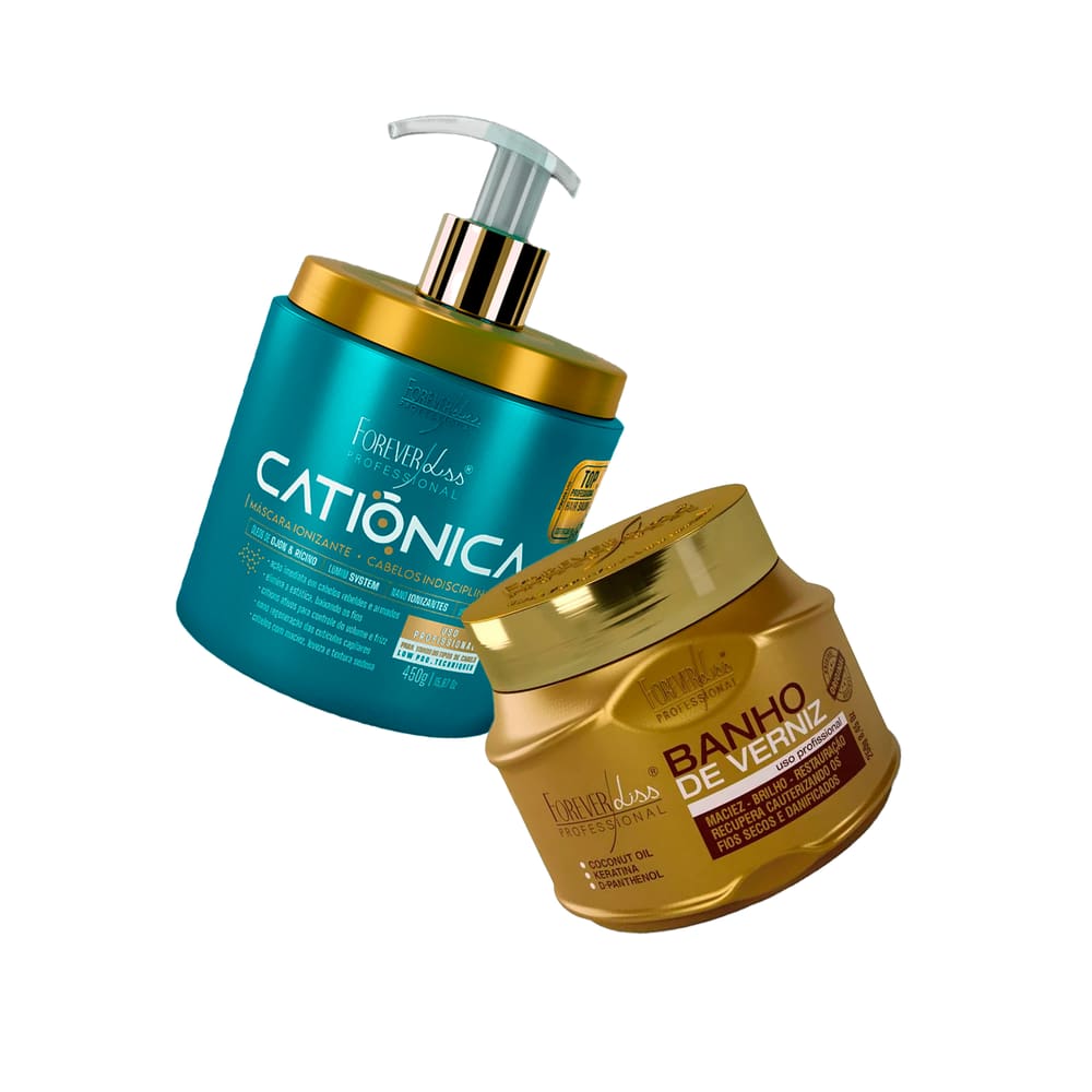 Kit Forever Liss Másc Banho De Verniz 250g e Catiônica 450g