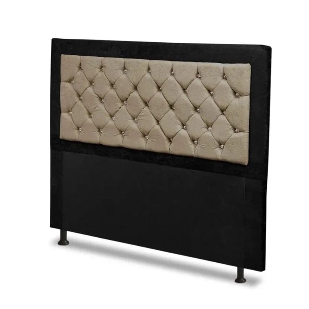 Cabeceira Casal 140 cm Para Cama Box Berlim Preto Marfim