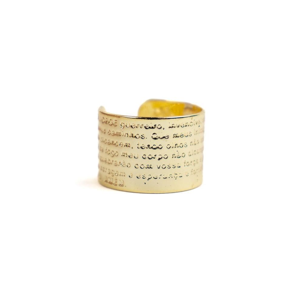 Anel Ajustável Oração 1,5 Cm Dourado Metal -Escolha O Modelo