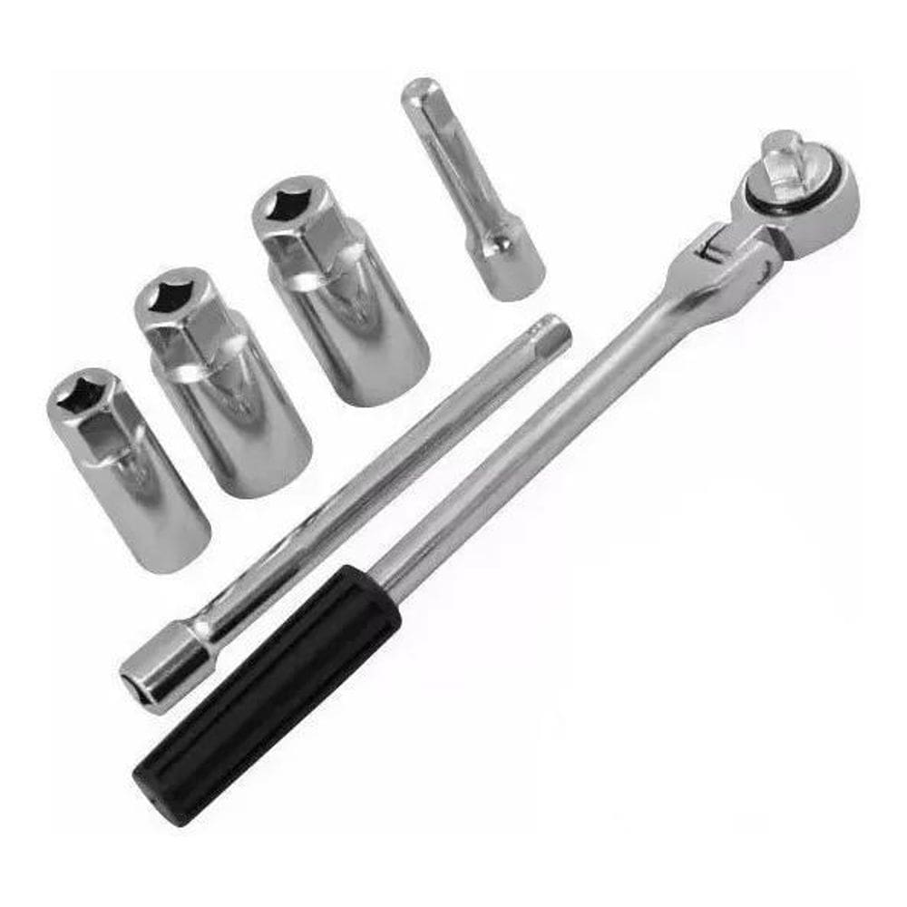 Jogo De Chave Para Vela Com Catraca Com Soquete 16+19+21Mm