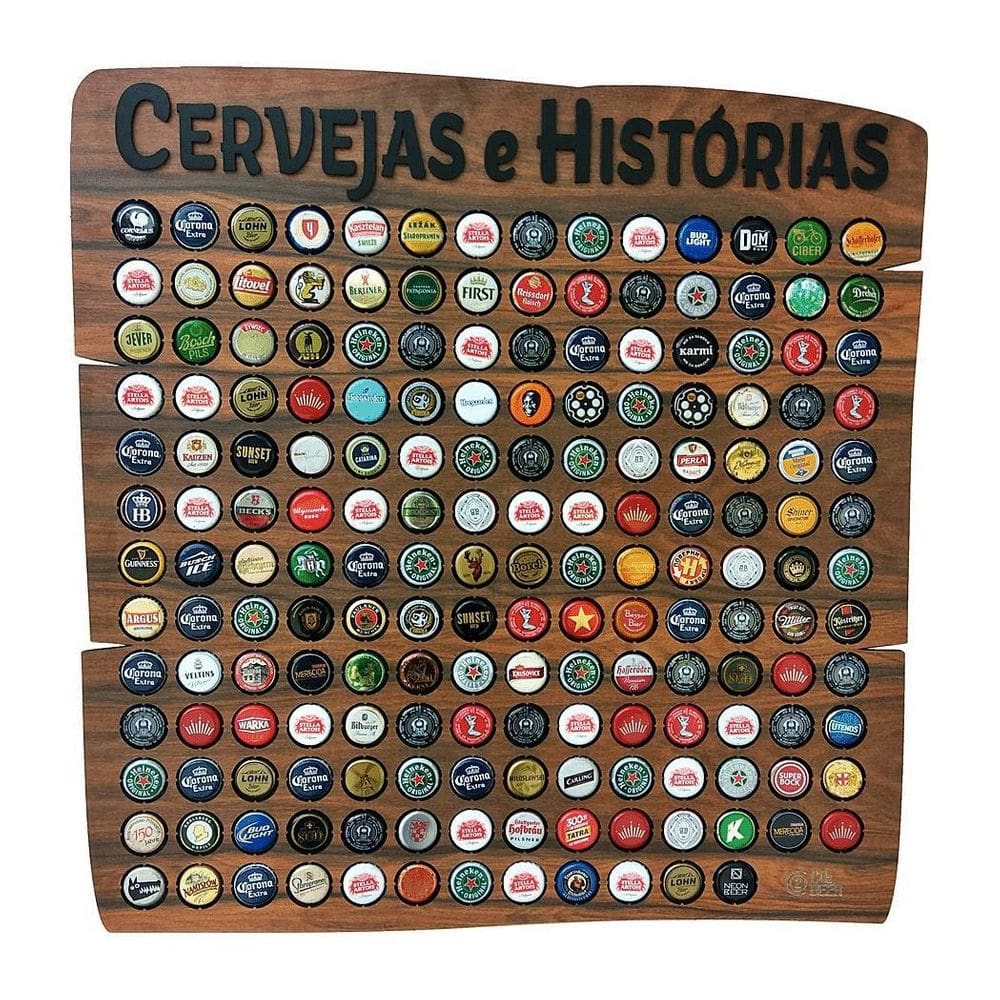 Quadro Porta Tampinhas Rustic - 150 - Cervejas E Histórias