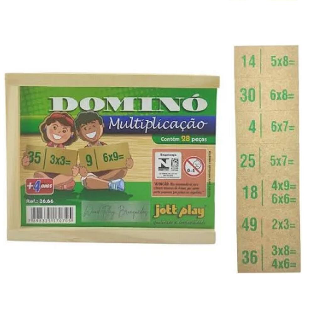 Dominó Multilicação Verde Jott Play 28 Peças