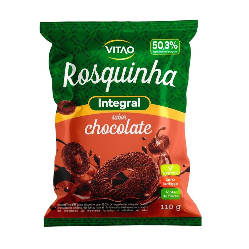 Rosquinha Integral Sabor Chocolate Zero Lactose Vegano 110G