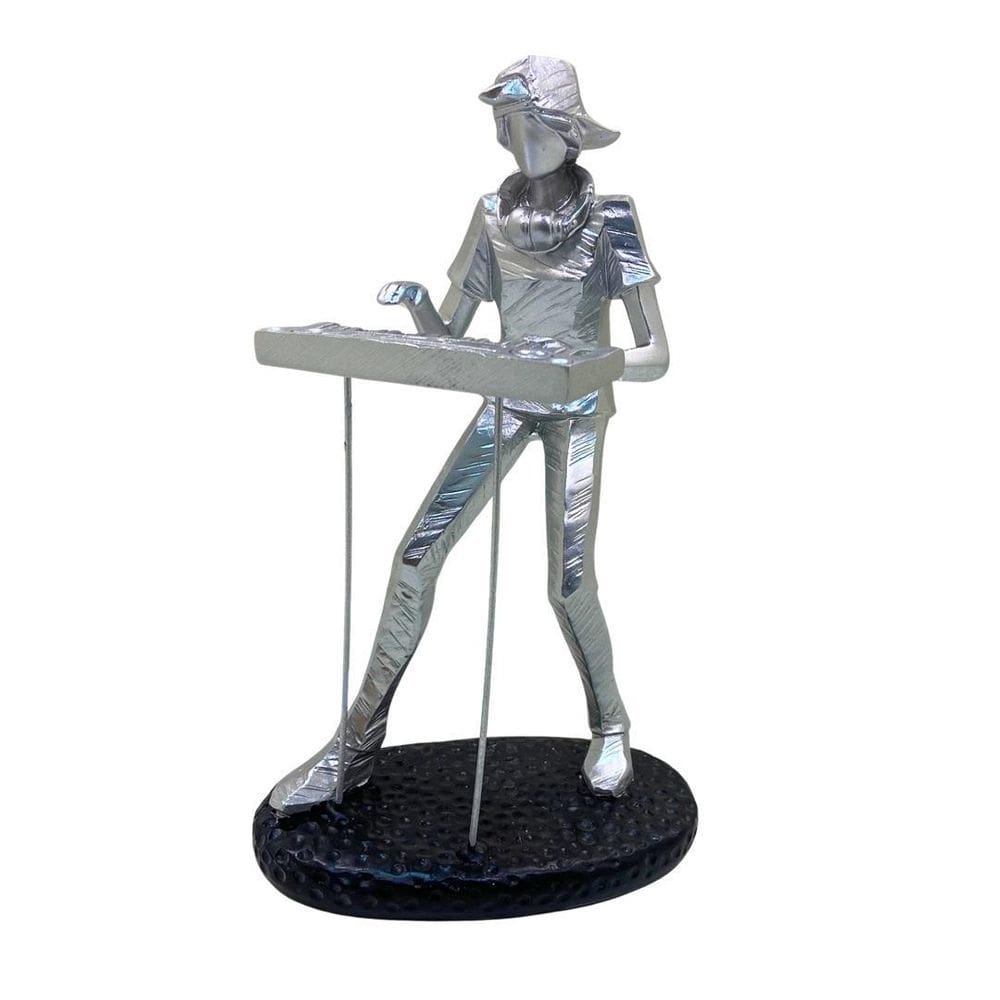 Figura Decorativa Músico Tecladista 11 X 15 X 24 Cm