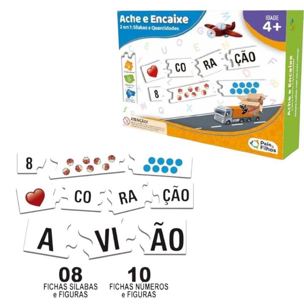 Brinquedo Pedagógico Jogo Ache Encaixe Sílabas E Quantidades