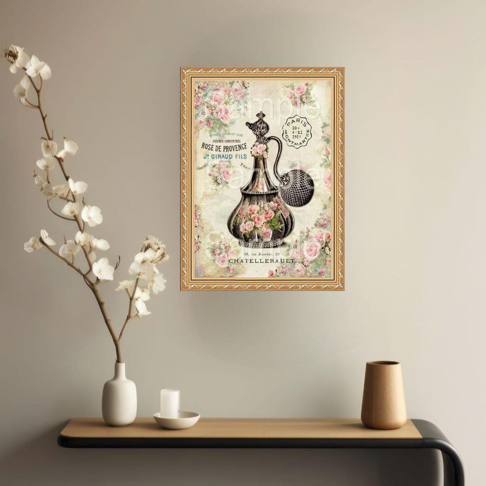 Quadro Decorativo Perfume Francês 33X24Cm - Com Vidro