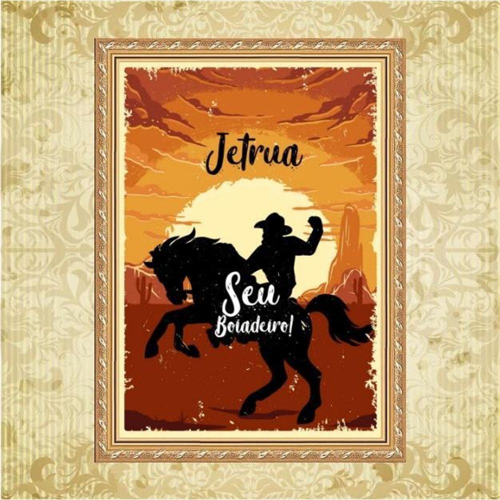 Quadro Moldura Dourada Umbanda Seu Boiadeiro 45X34Cm