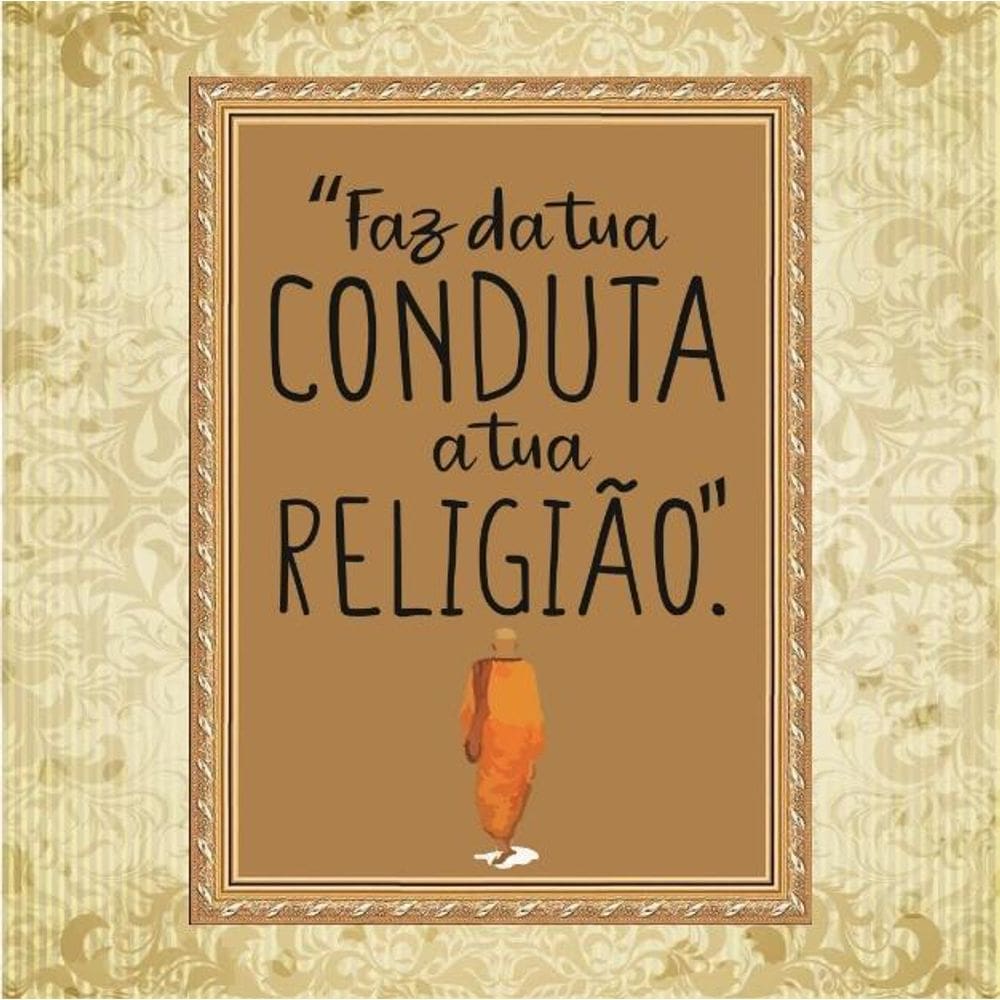 Quadro Moldura Dourada Budismo 33X24Cm