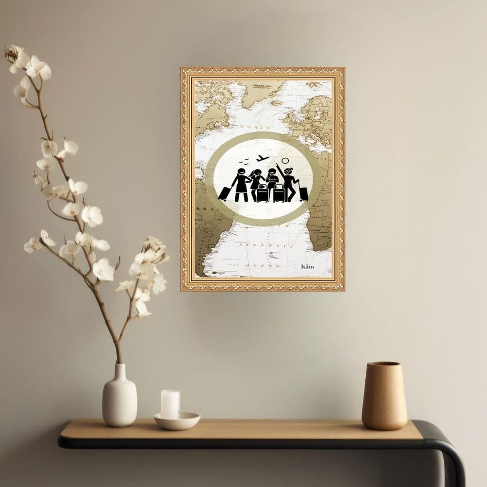Quadro Decorativo Viagem Vintage 24X18Cm - Com Vidro