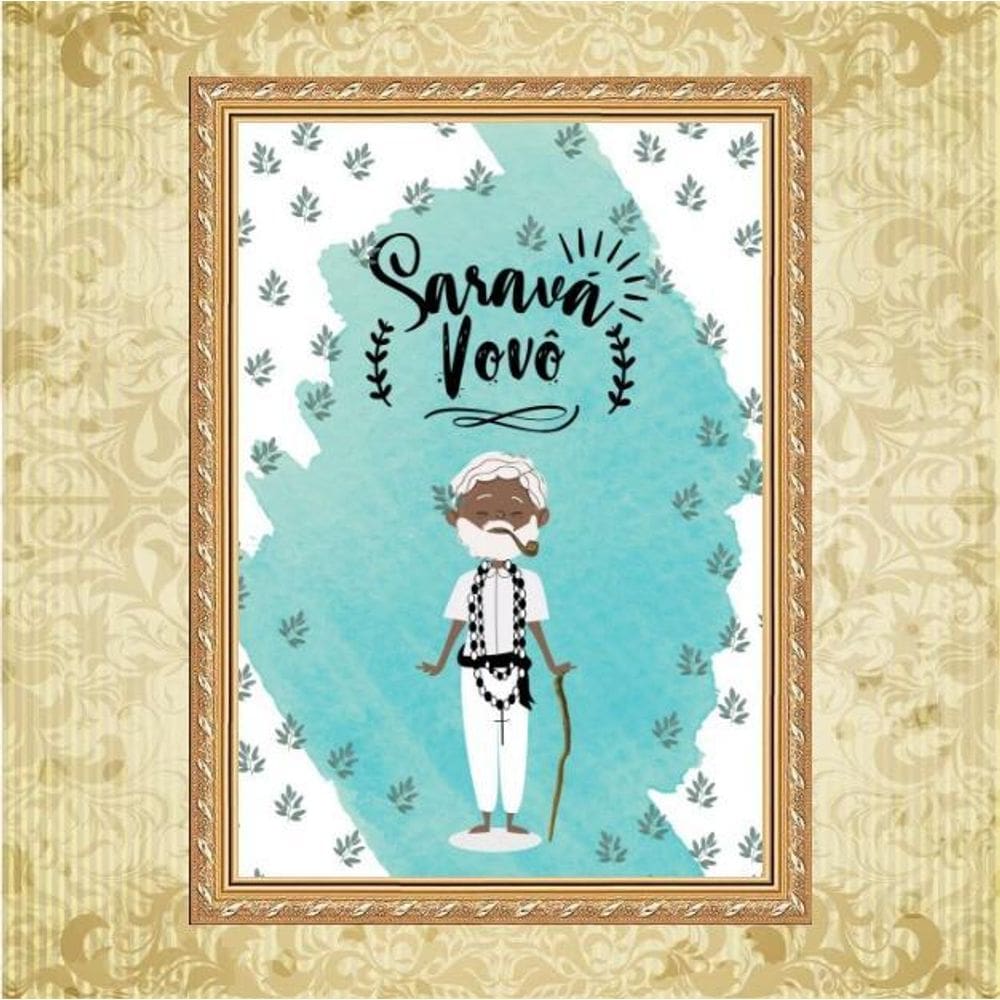 Quadro Moldura Dourada Vovô Preto Velho 45X34Cm