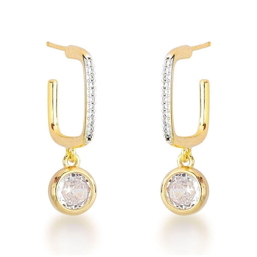 Brinco Argola Quadrado Com Ponto De Luz Banhado A Ouro 18k