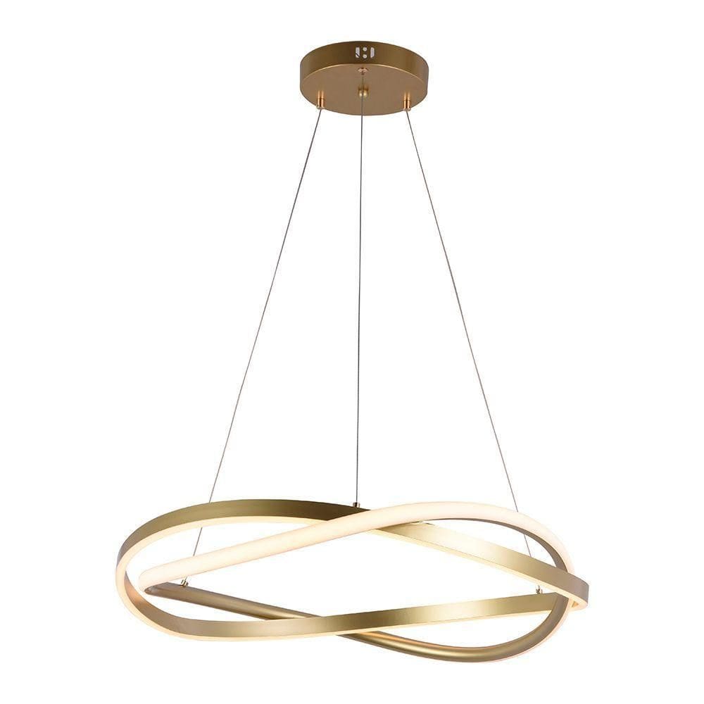 Lustre Pendente Nordecor Euni Odi 2874 60cm Dourado Fosco Led Bivolt