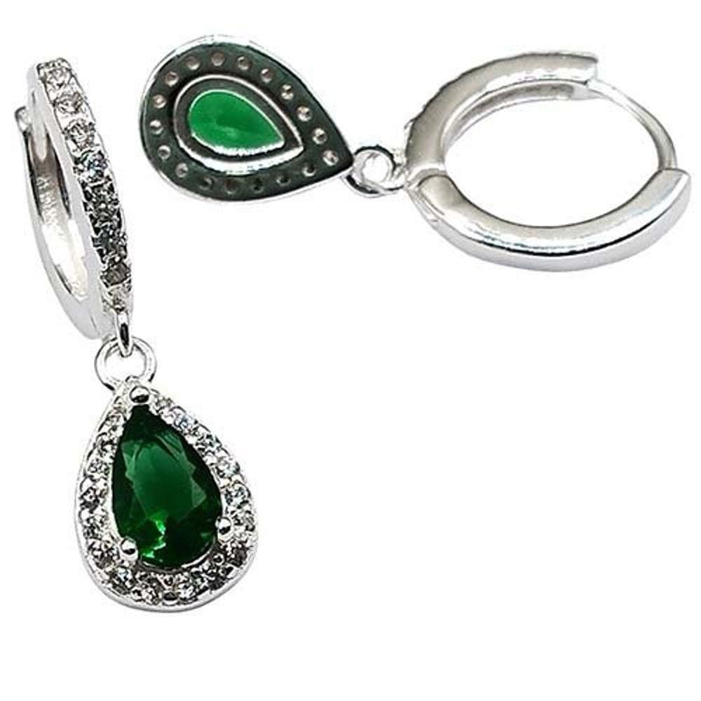 Brinco Argola Com Pingente Ponto De Luz Gota Colorido Prata 925