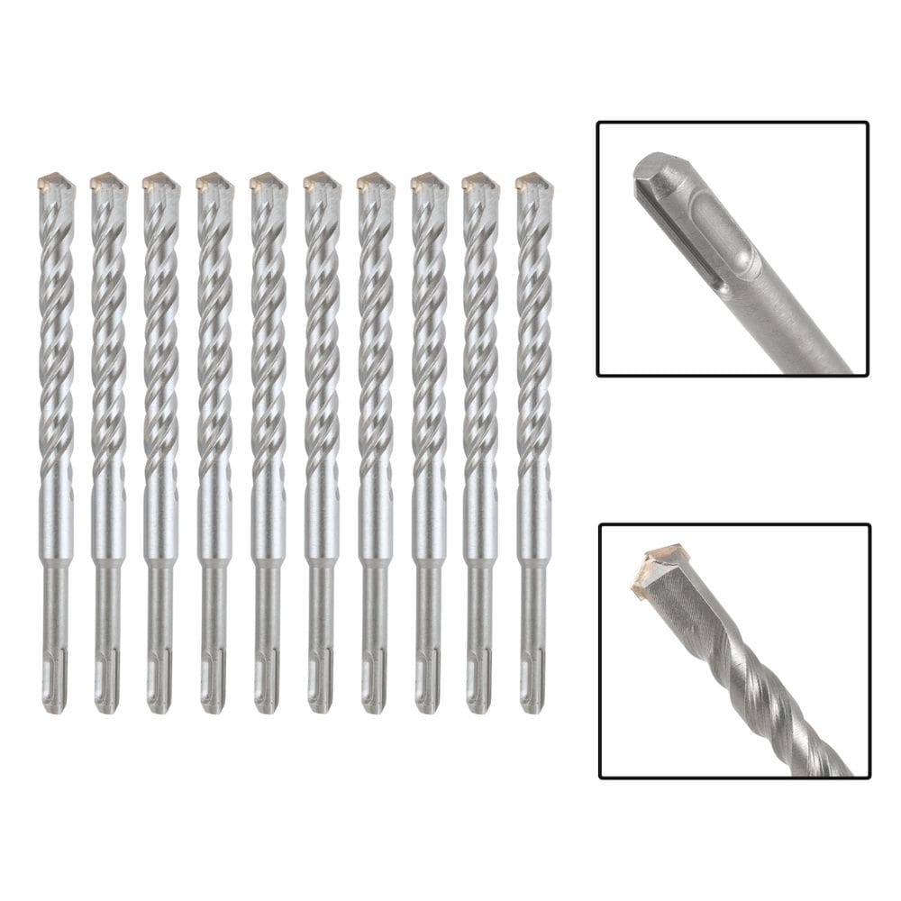 Jogo 10 Brocas SDS Plus 18x160 mm Aço Carbono Tungstênio