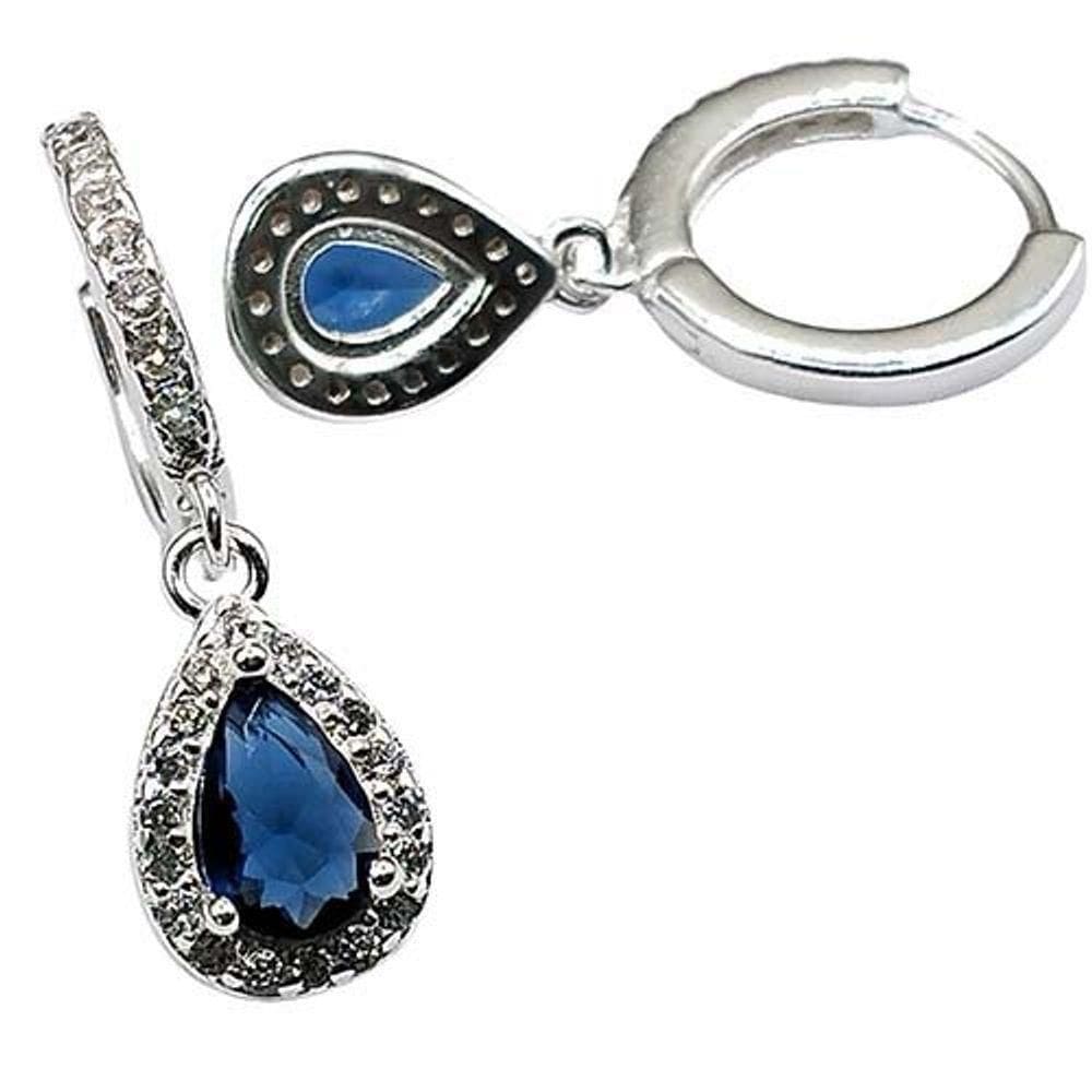 Brinco Argola Com Pingente Ponto De Luz Gota Colorido Prata 925