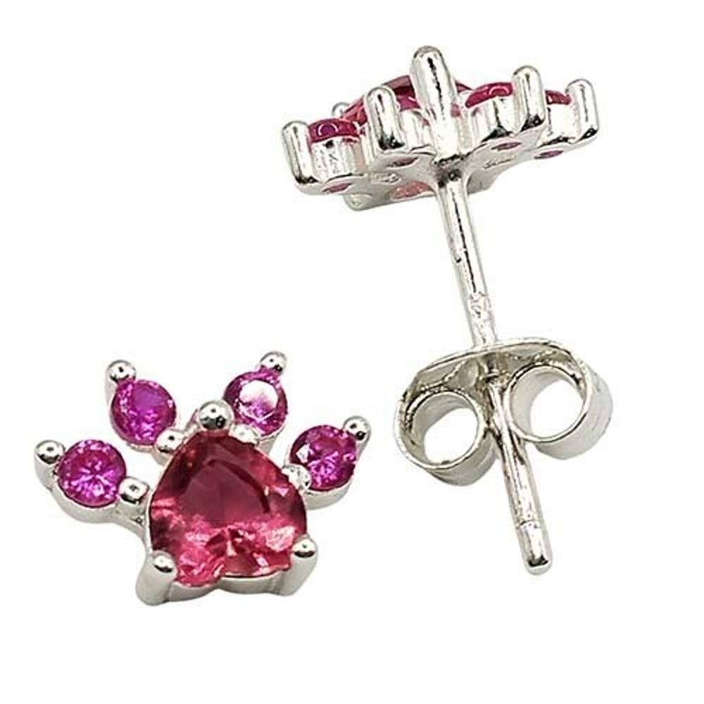 Brinco Pata Pet Colorida Prata 925