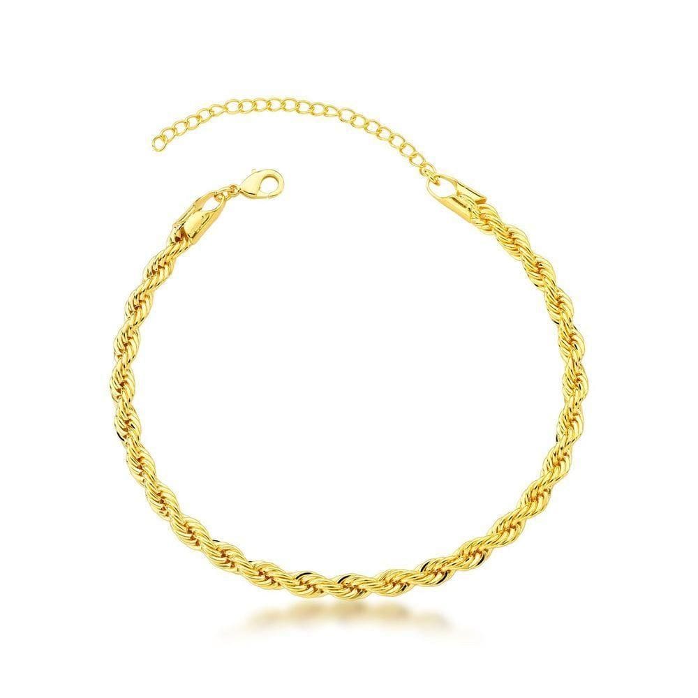Pulseira Cordão Baiano 4mm Banhada Ouro 18k