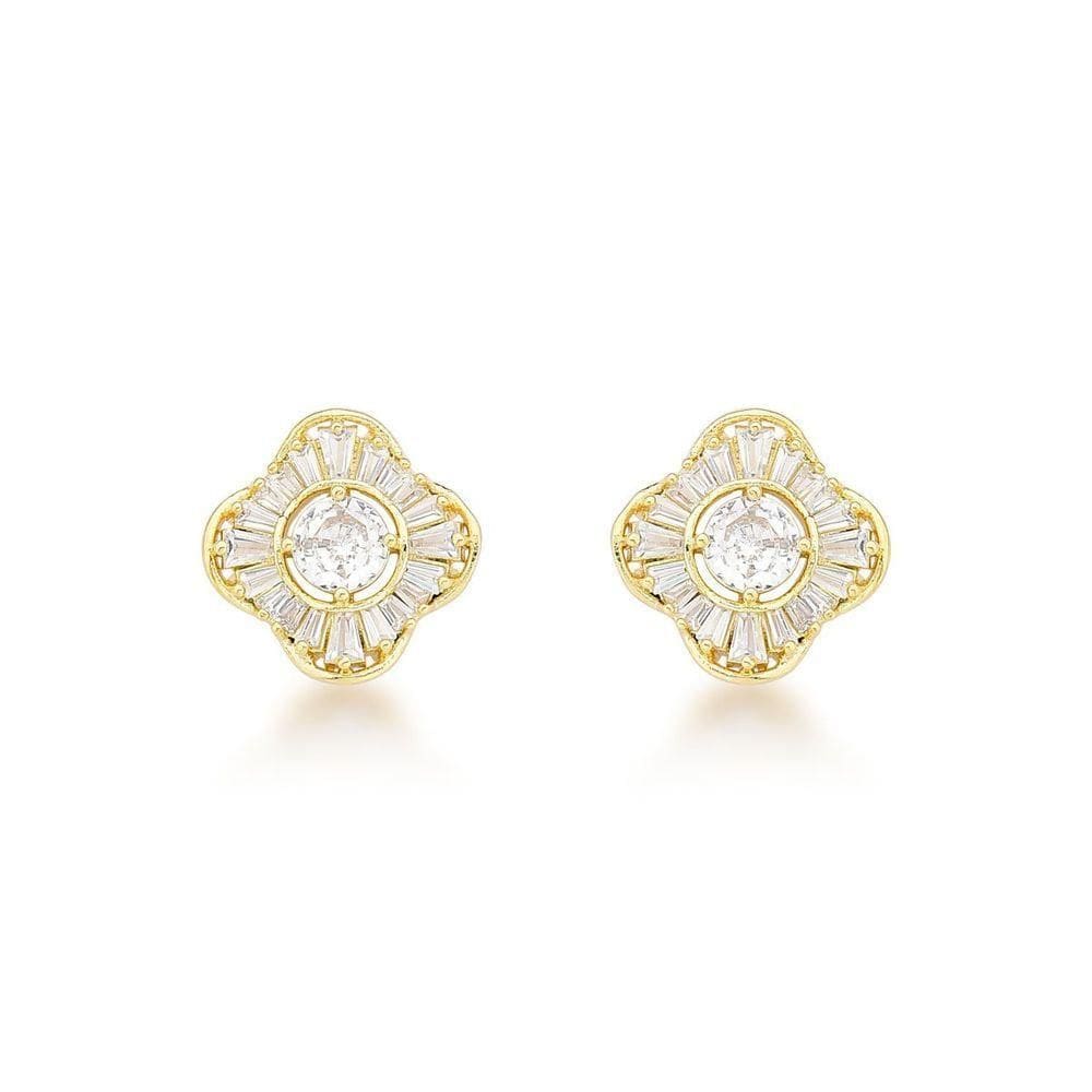 Brincos Em Formato De Flor Banhados A Ouro 18k- Luxo Sutil Prata