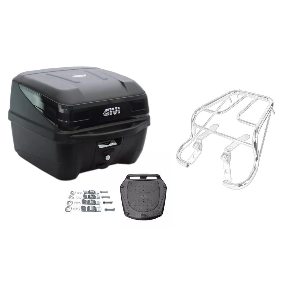 Bauleto Givi + Bagageiro Cromado Honda Cg 1995 Até 1999 Projétil 1º Linha