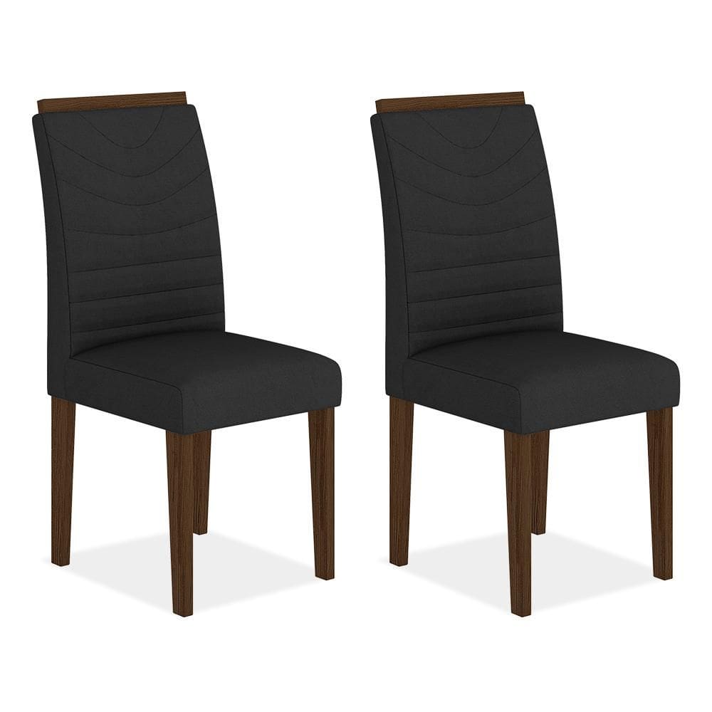 Conjunto 2 Cadeiras Lima Imbuia/ Preto - Móveis Arapongas