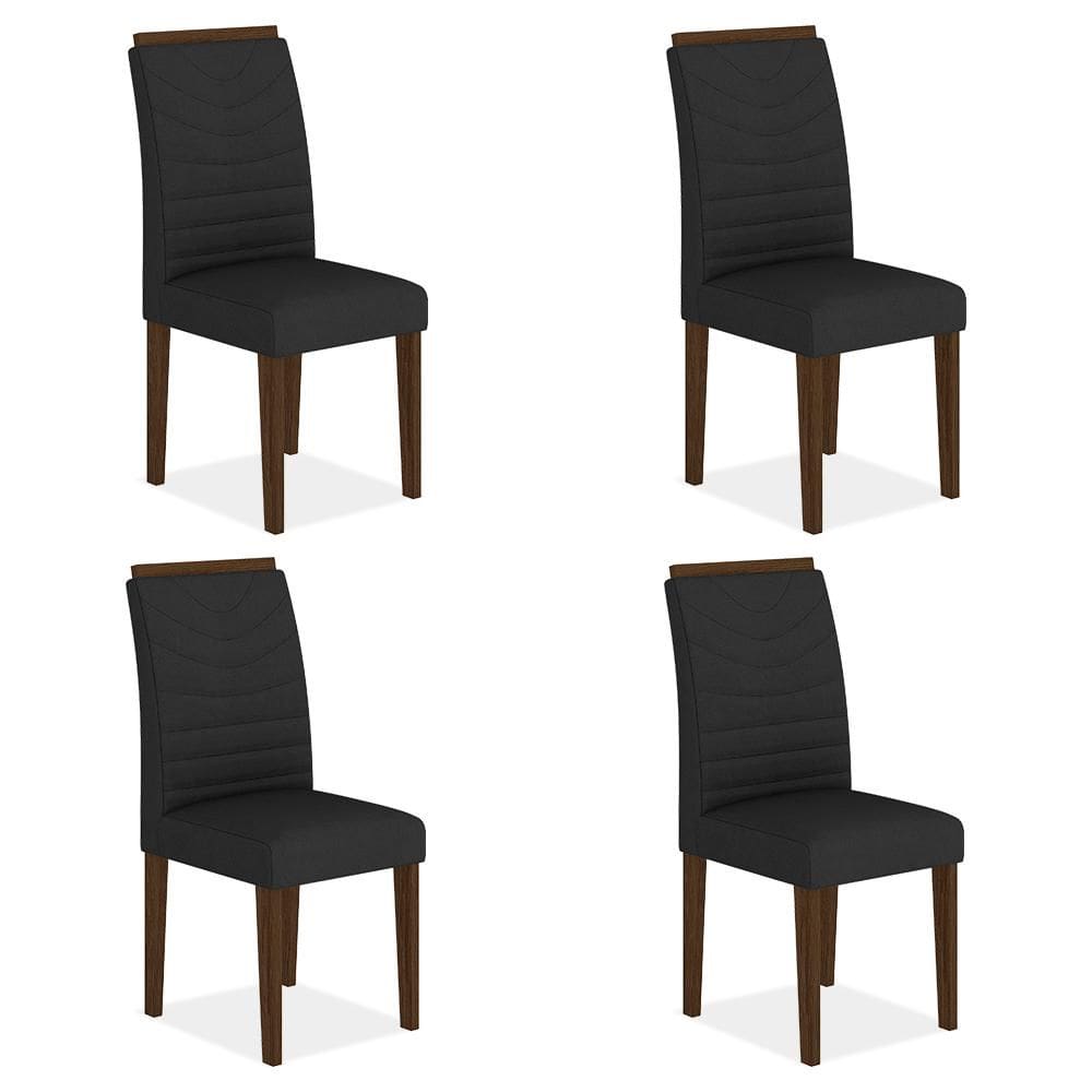 Conjunto 4 Cadeiras Lima Imbuia/ Preto - Móveis Arapongas