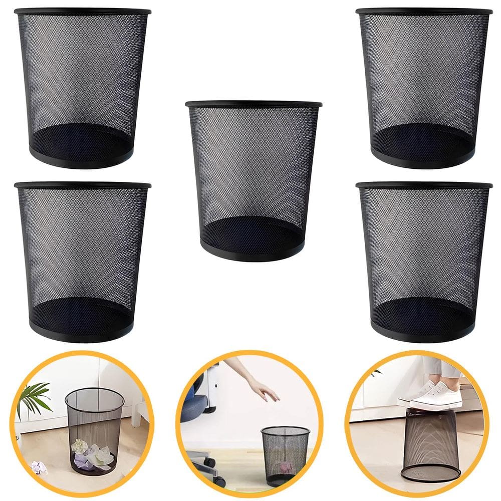 Kit 5 Lixeiras 10 Litros Cesto Metal Telado Aramado Escritório Home Office