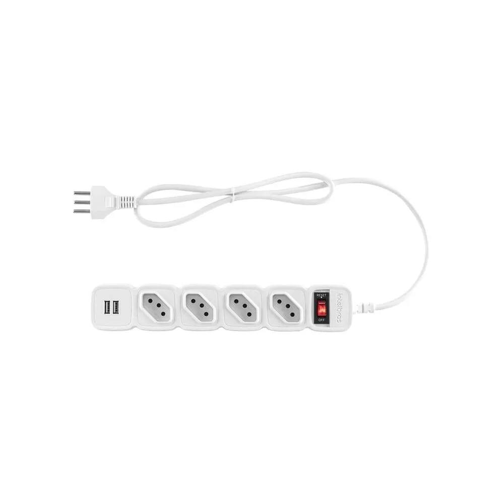 Filtro de Linha Protetor Eletrônico com 4 Tomadas e 2 USB Intelbras EPE 204 USB