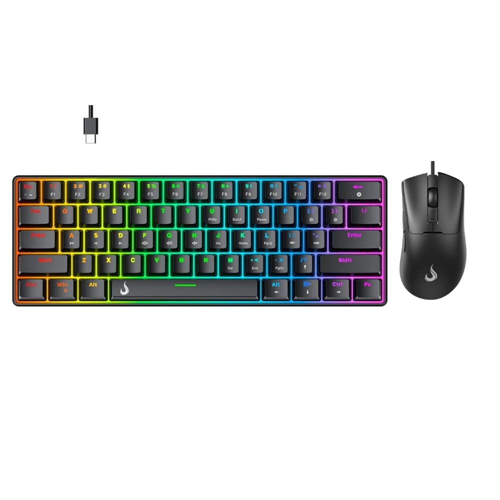 Kit Teclado E Mouse Gamer Rise Mode G1 Set 02 Black RGB Switch Red 12000DPI Preto - RM-GS02-BRED