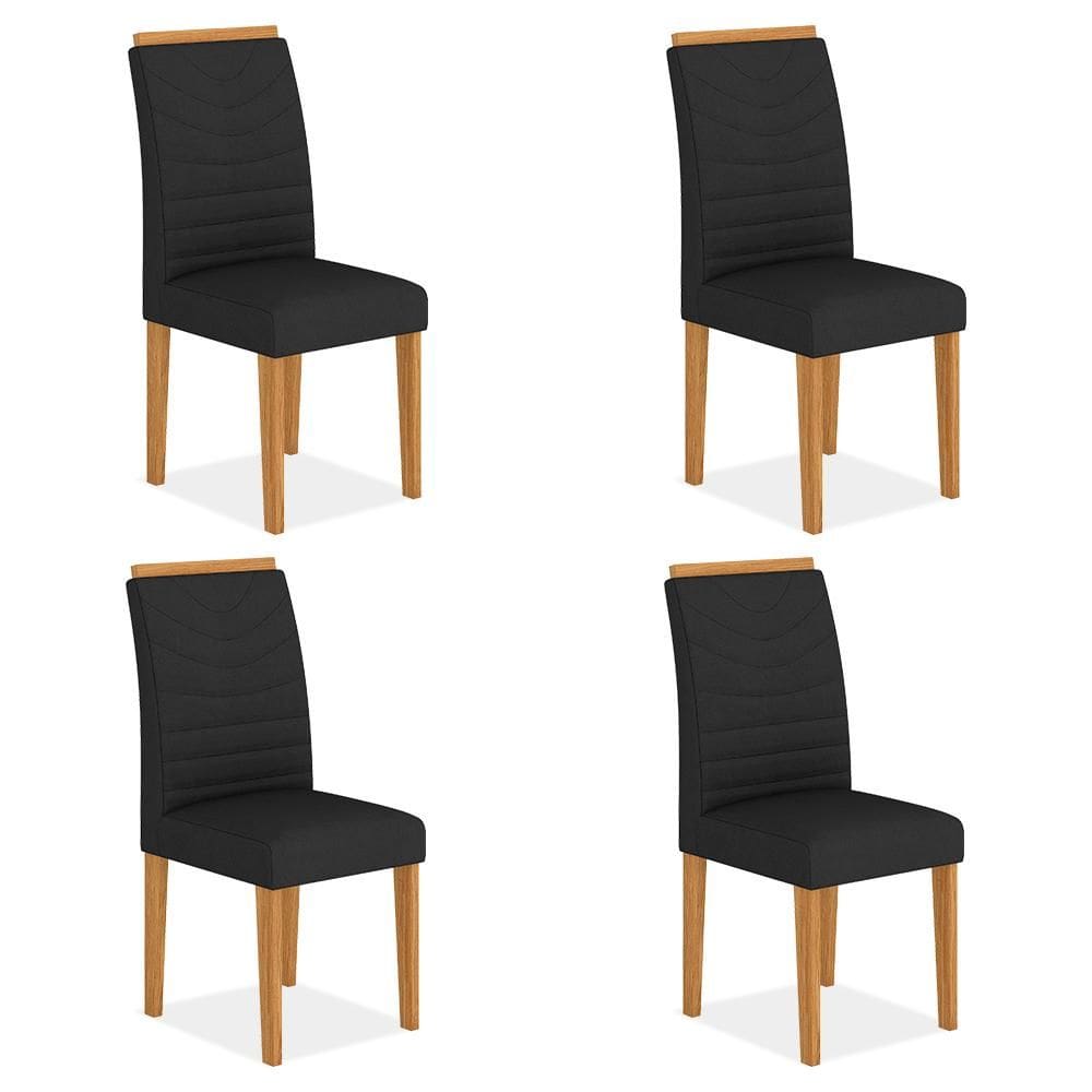Conjunto 4 Cadeiras Lima Cinamomo/ Preto - Móveis Arapongas