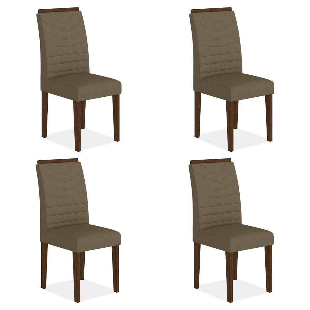 Conjunto 4 Cadeiras Lima Imbuia/ Cappuccino - Móveis Arapongas